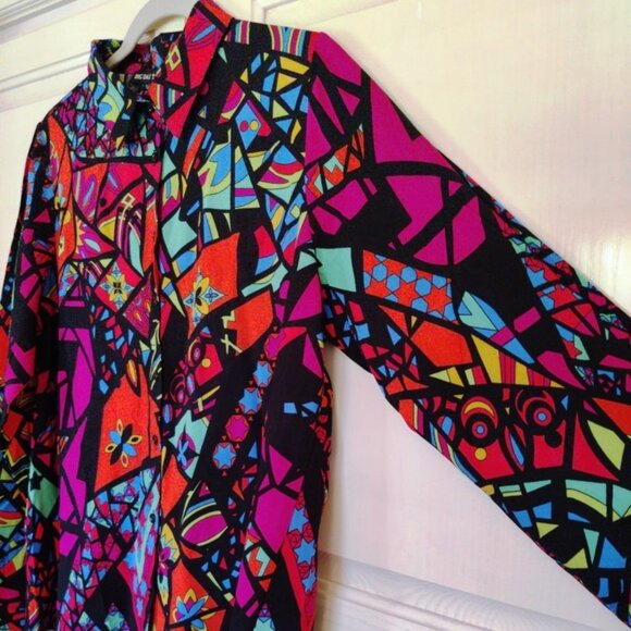 Big Dart Long Sleeve Button Down Blouse in 90s Graphic Design, Sz Large, NWT - Picture 5 of 15